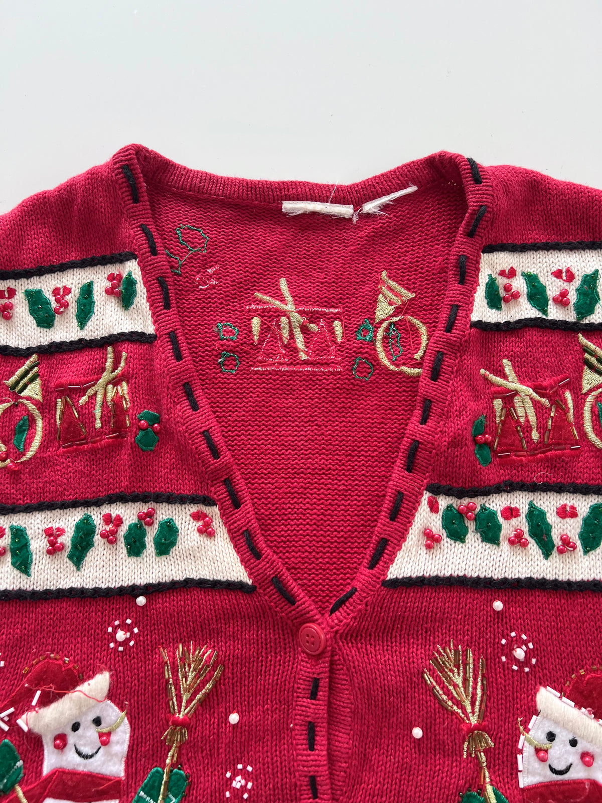 Embroidered Christmas Sweater Vest-Bust 42