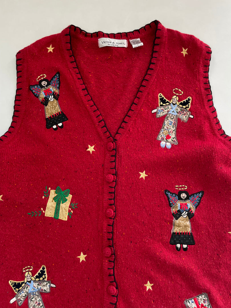 Victoria Jones Embroidered Christmas Sweater Vest-Bust 46