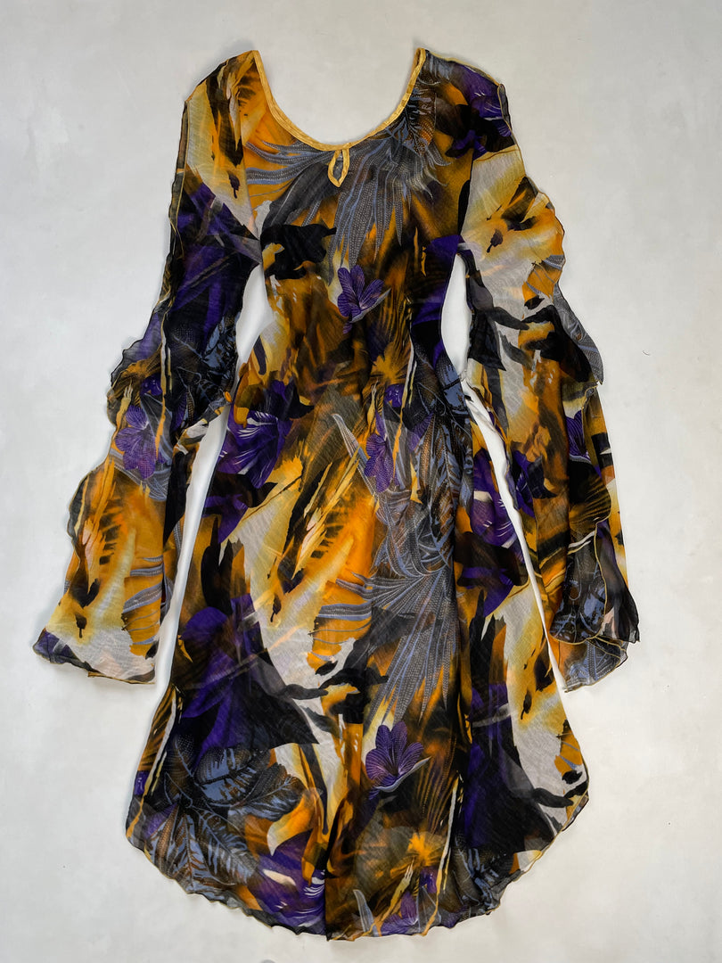 Dramatic Sleeve Sheer Dress-Bust 40