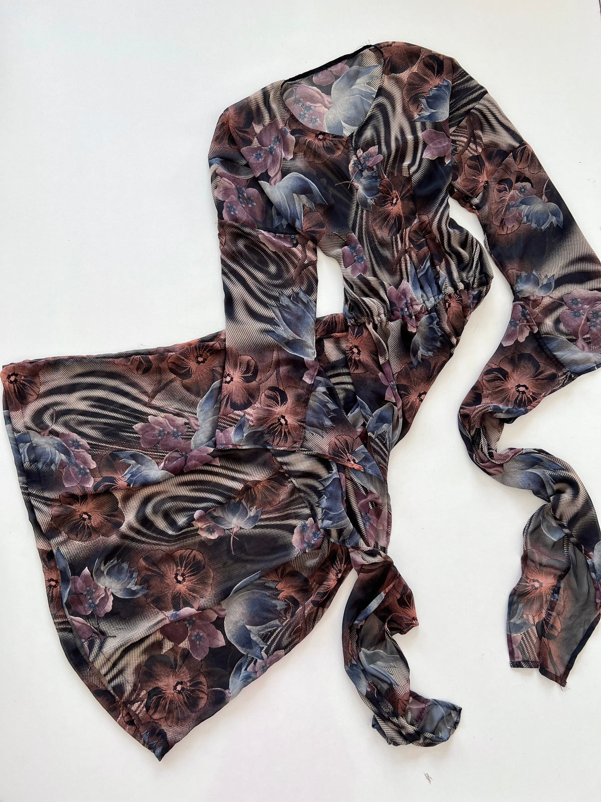 Dramatic Sleeved Sheer Dress-Bust 50