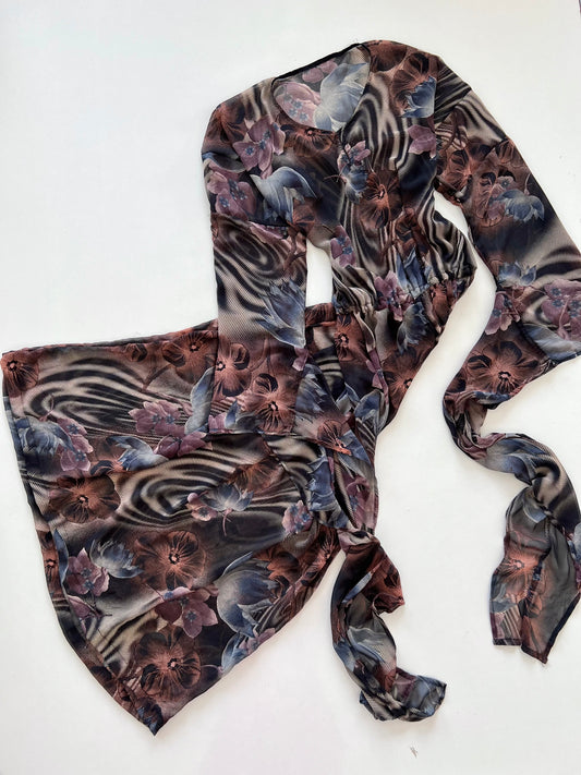 Dramatic Sleeved Sheer Dress-Bust 50