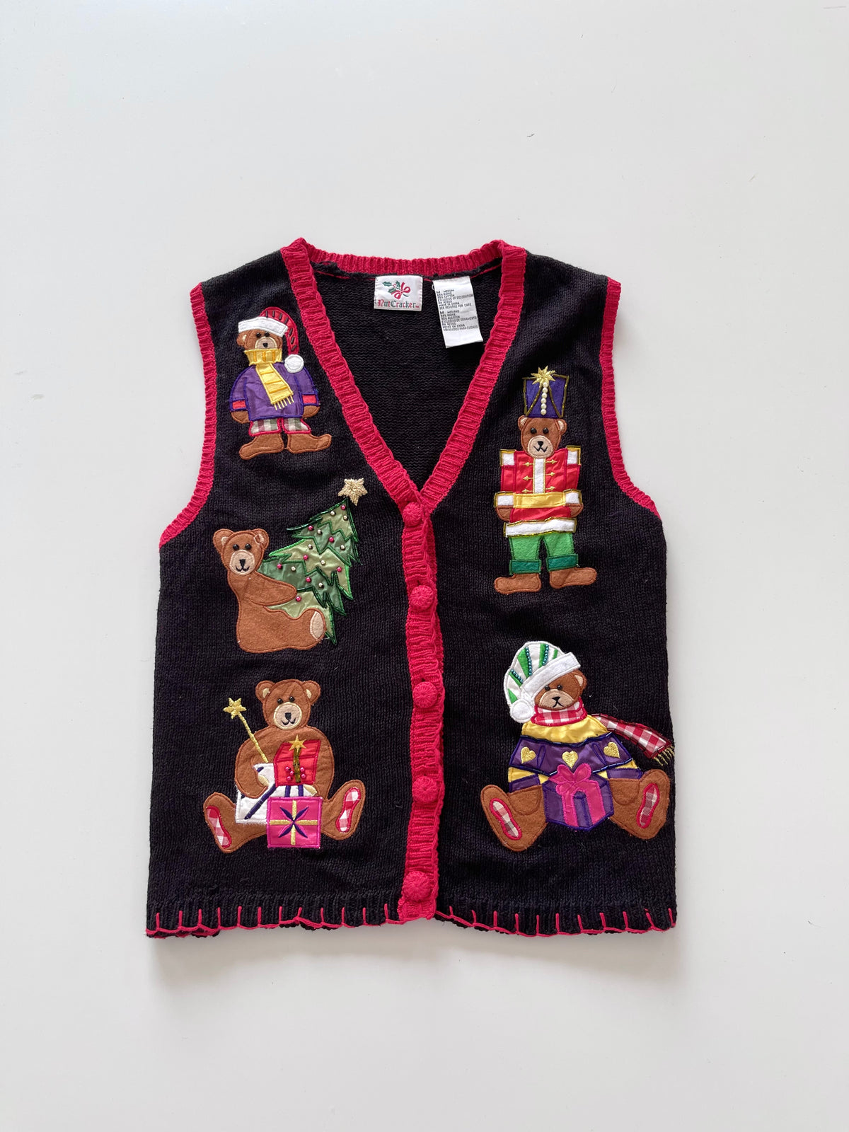Nut Cracker Embroidered Christmas Vest Sweater-Bust 42