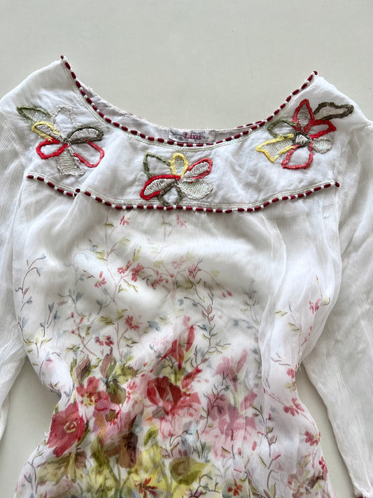 Lini Sheer Embroidered Top-Bust 42