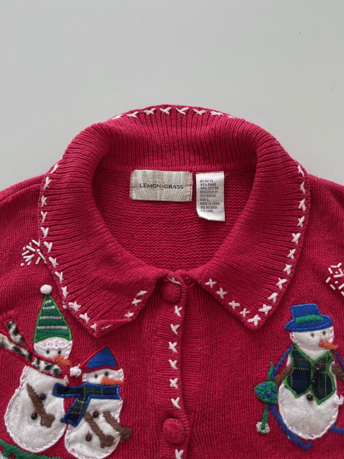 Lemon Grass Embroidered Christmas Vest Sweater-Bust 46