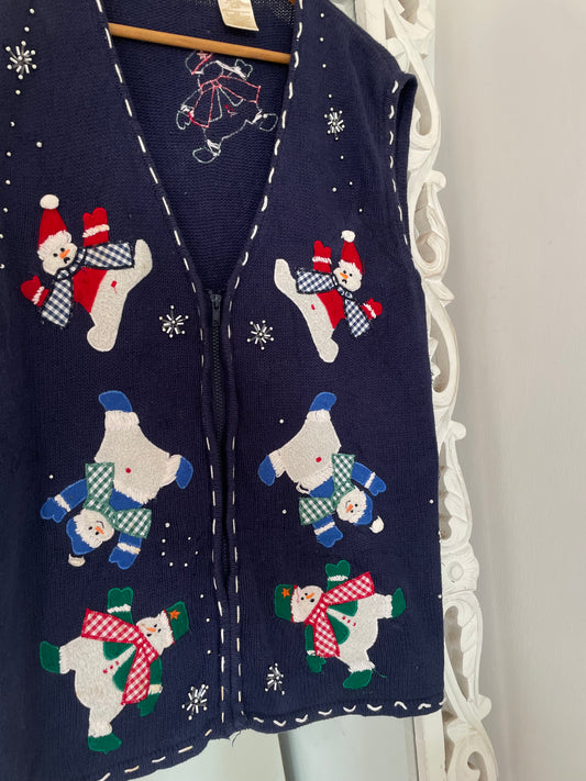 Bobbie Brooks Embroidered Christmas Sweater Vest-Bust 48