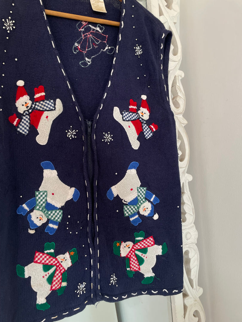 Bobbie Brooks Embroidered Christmas Sweater Vest-Bust 48