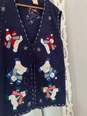 Bobbie Brooks Embroidered Christmas Sweater Vest-Bust 48
