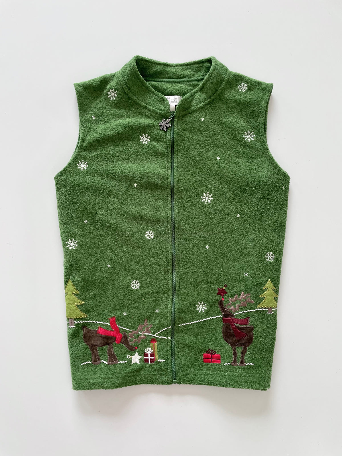 Christopher & Banks Christmas Embroidered Vest Sweater-Bust 44
