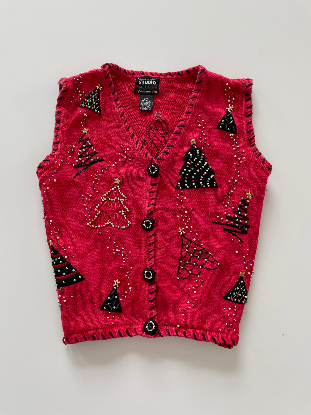 Studio Christmas Embroidered Vest Sweater-Bust 38
