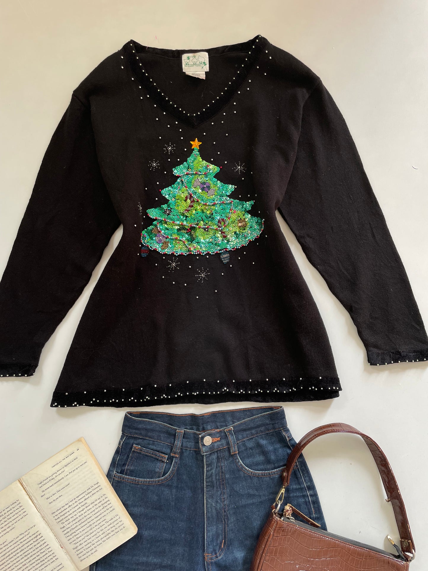 The Quacker Factory Embroidered Christmas Sweater-Bust 48
