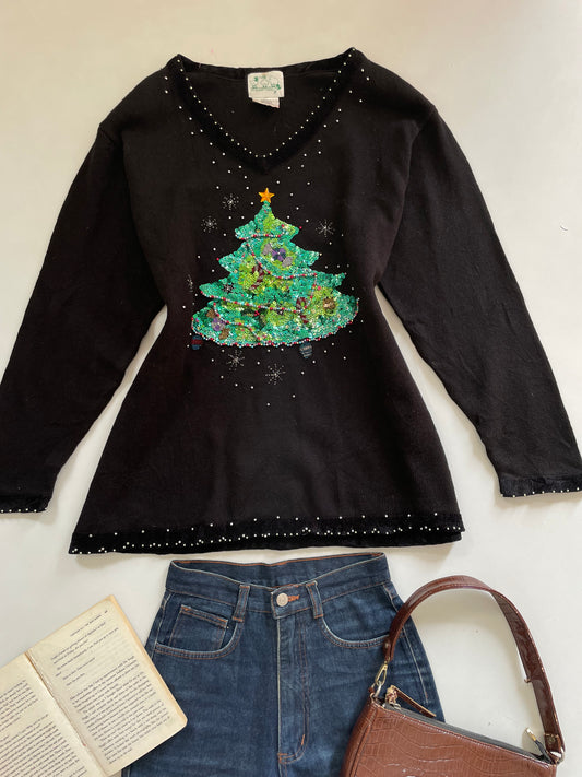 The Quacker Factory Embroidered Christmas Sweater-Bust 48