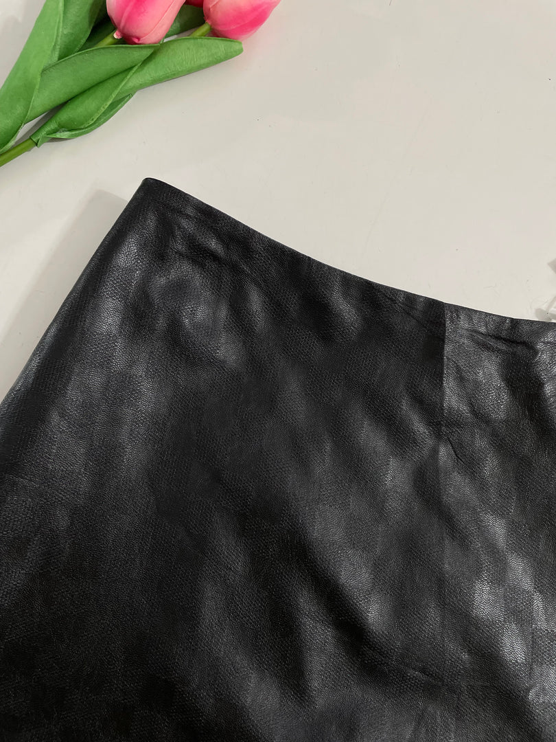 Charcoal Faux Leather Skirt - Waist 32