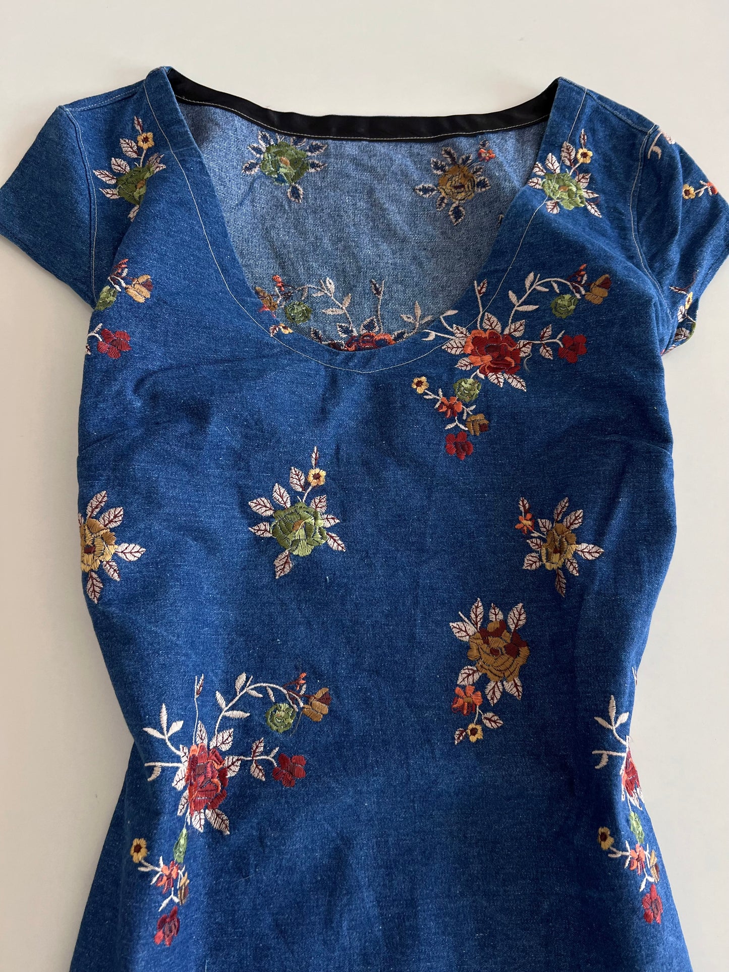 Denim Embroidered Dress-Bust 40