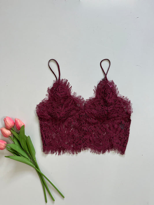 COTTON CANDY LA MAROON LACE TOP - BUST 30