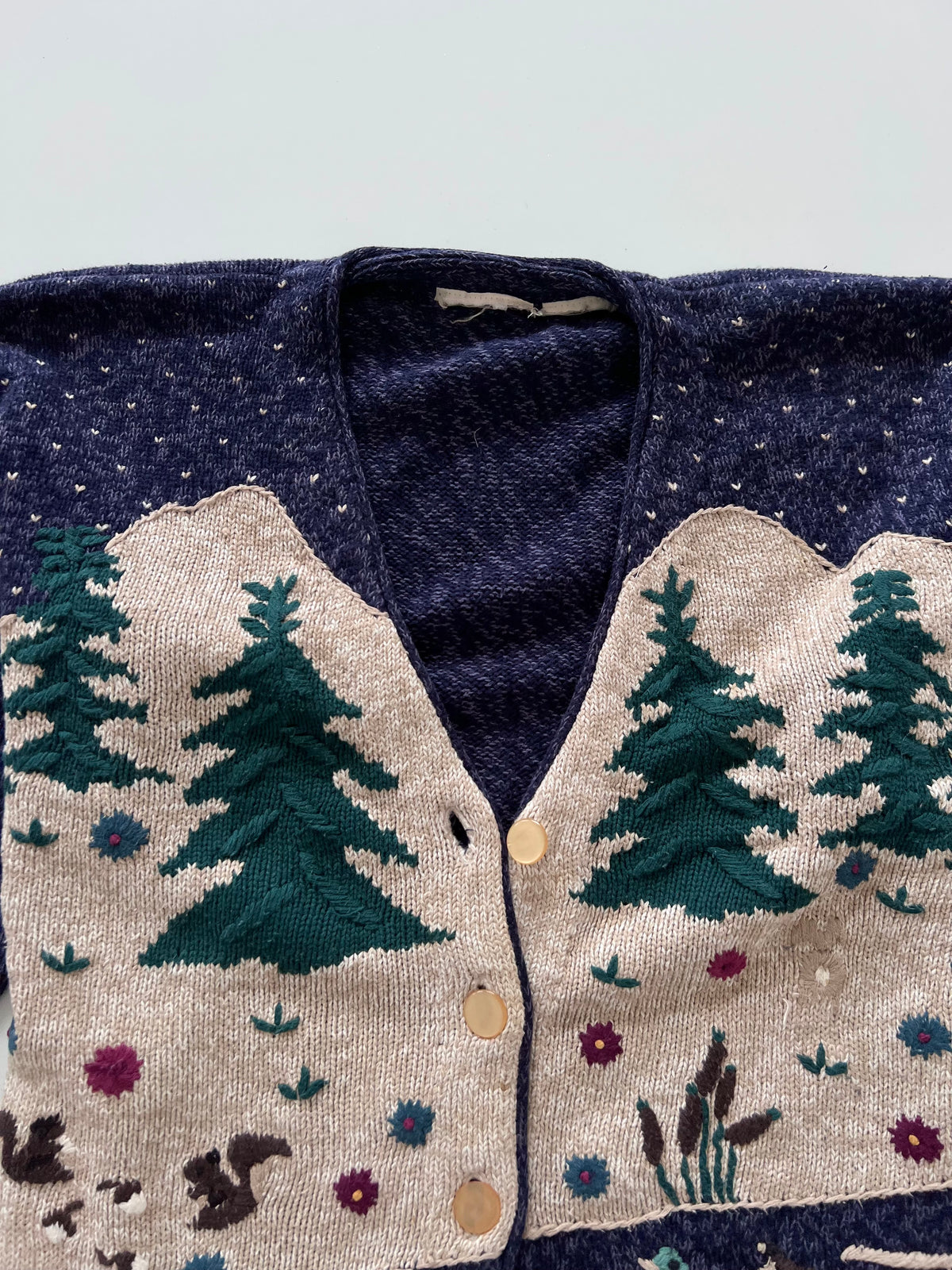 Embroidered Christmas Cardigan Sweater-Bust 44