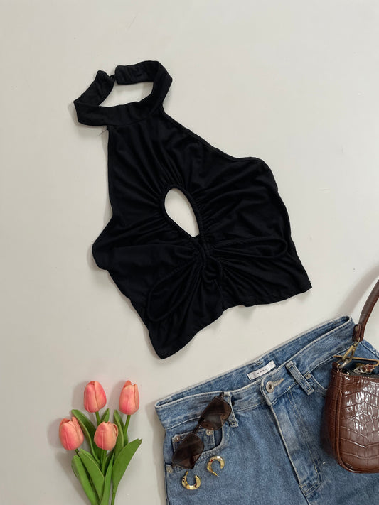 BLACK CUTOUT TOP - BUST 30 to 32