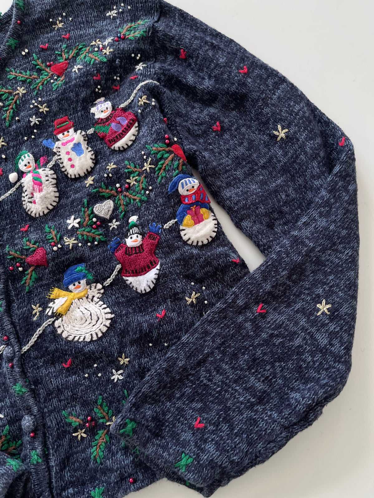 Studio Embroidered Christmas Cardigan Sweater-Bust 46