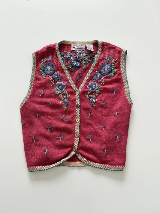 Northern Isles Hand Embroidered Vest Sweater-Bust 44