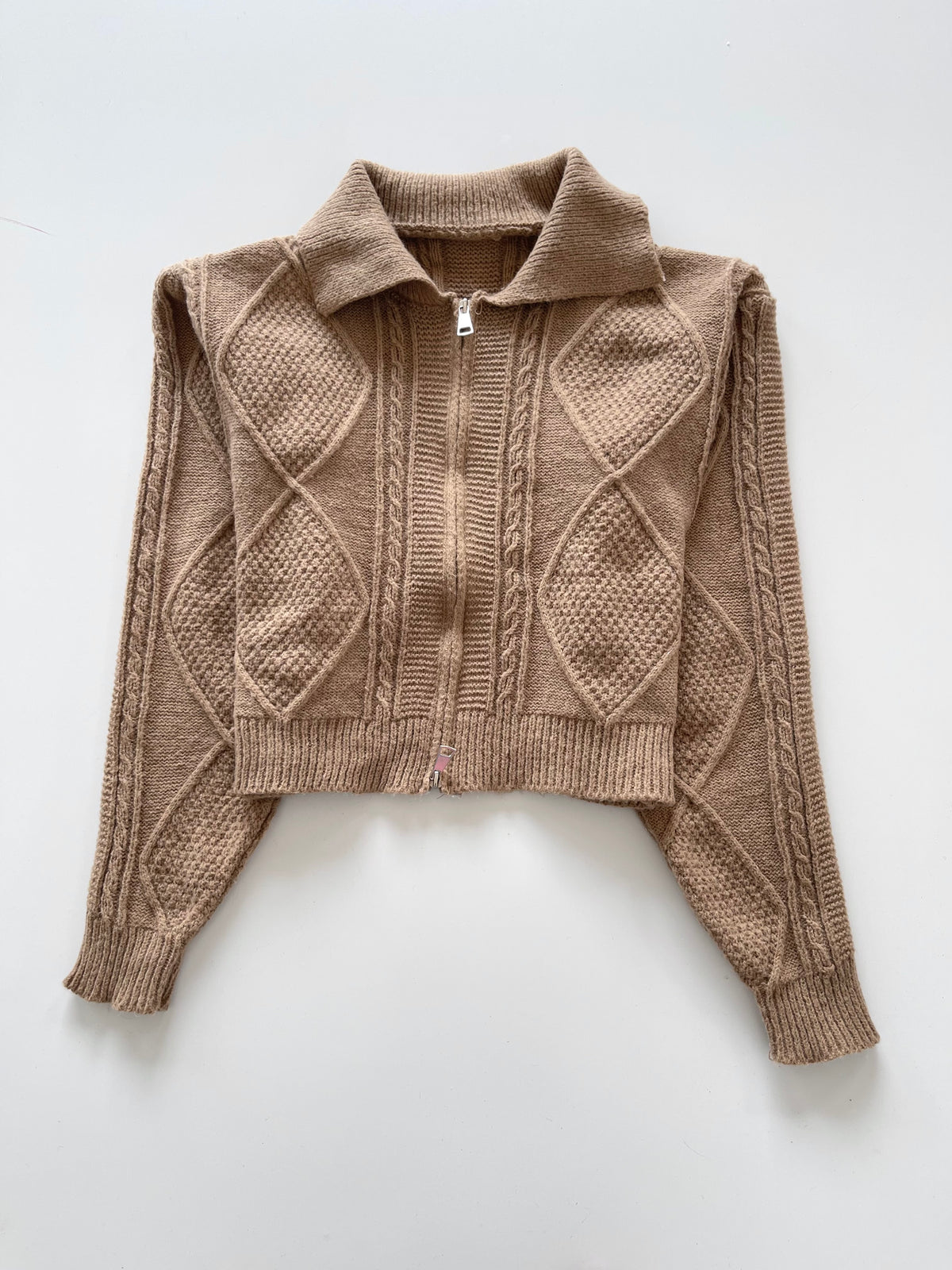 Solid Zipper Sweater-Bust 38