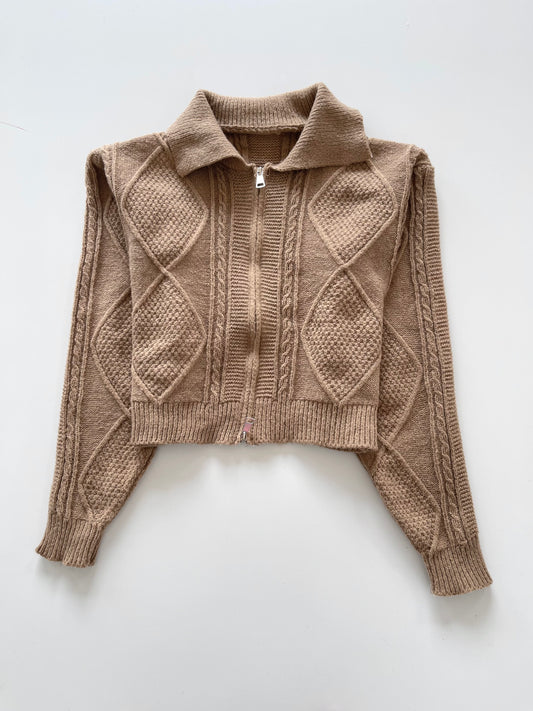 Solid Zipper Sweater-Bust 38