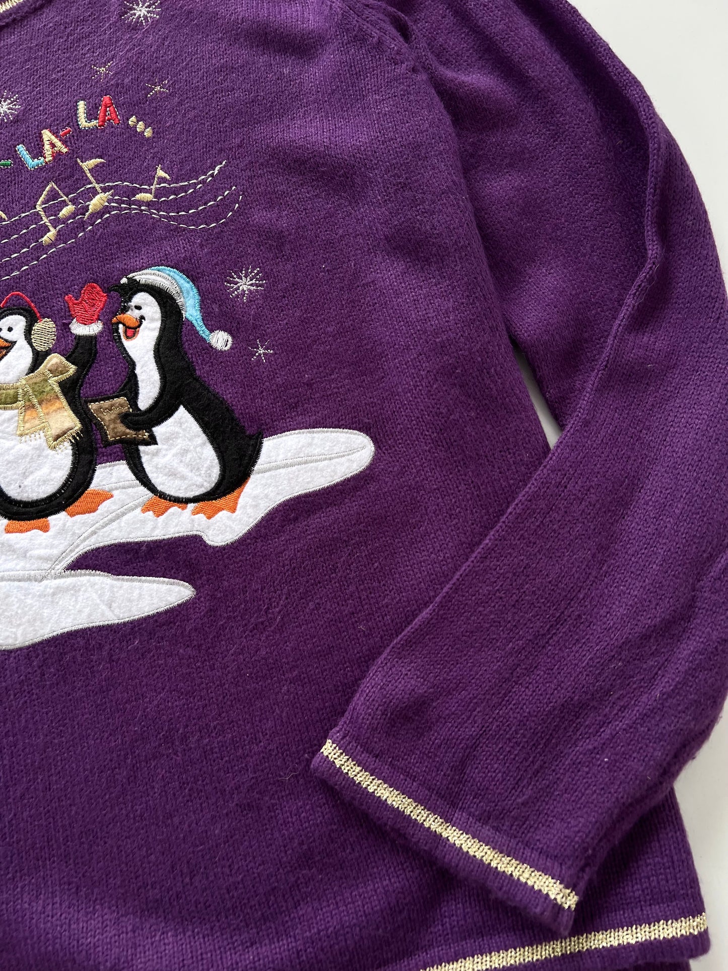 Purple Penguins Christmas Sweater-Bust 46