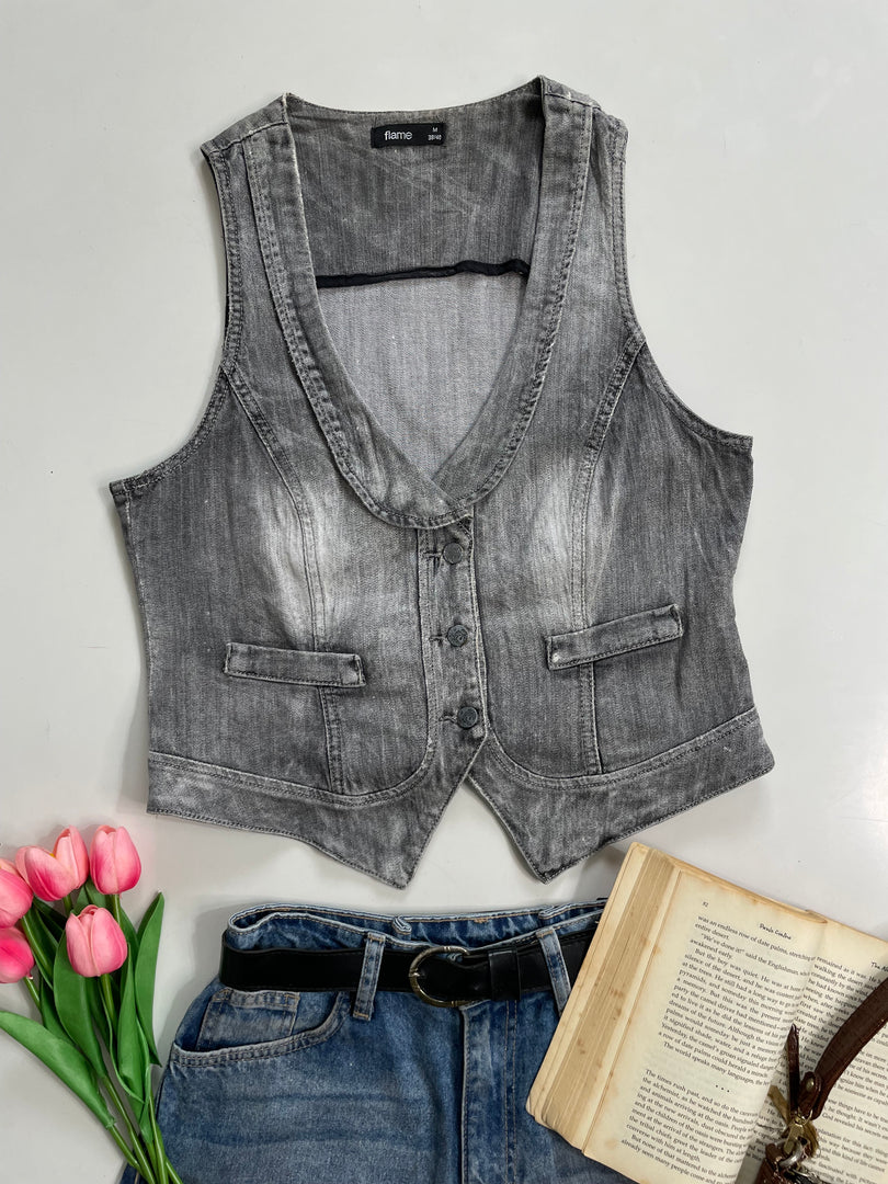 Flame Denim Waistcoat-Bust 36