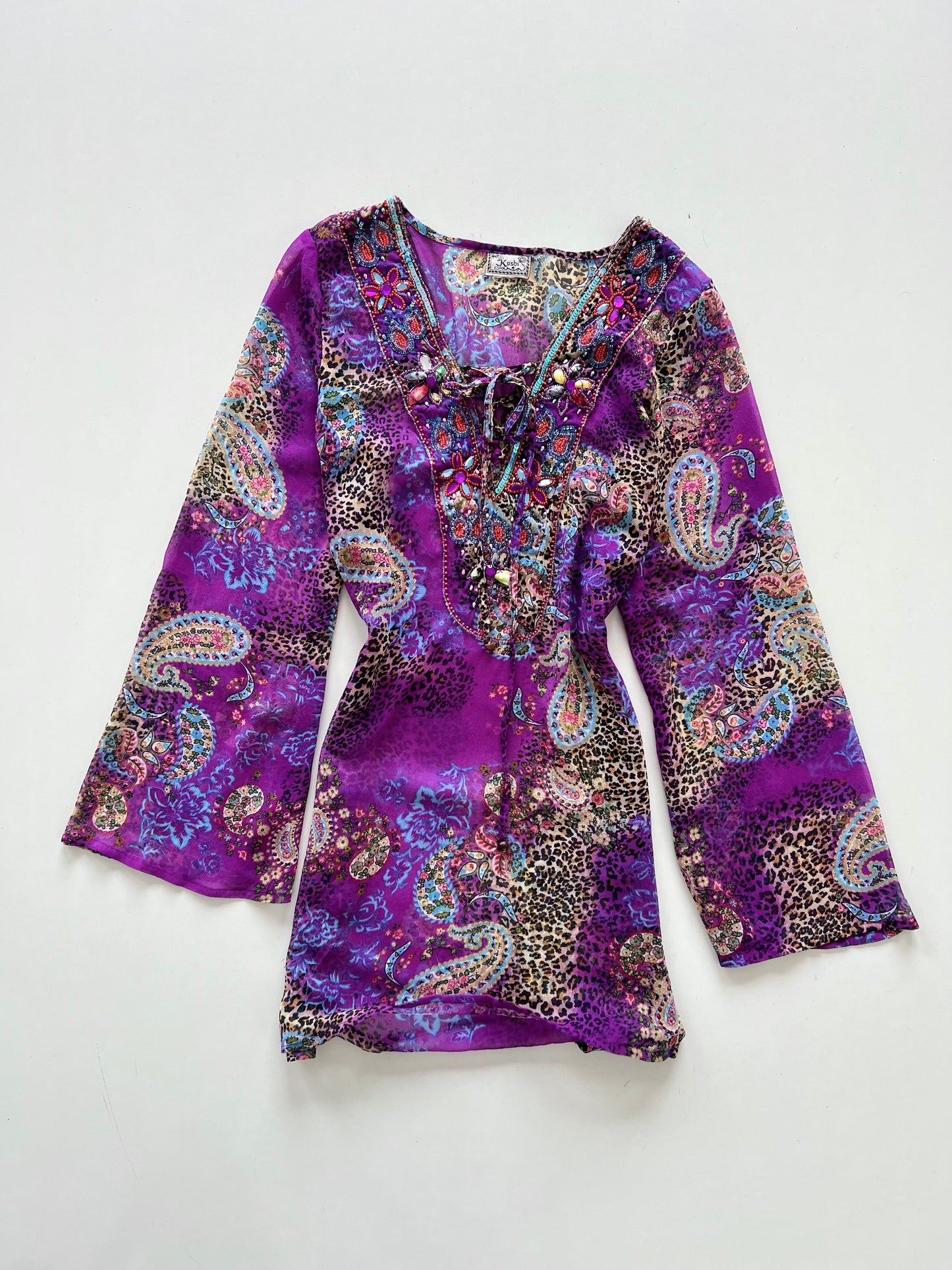 Kusbi Sheer Embroidered Top-Bust 40