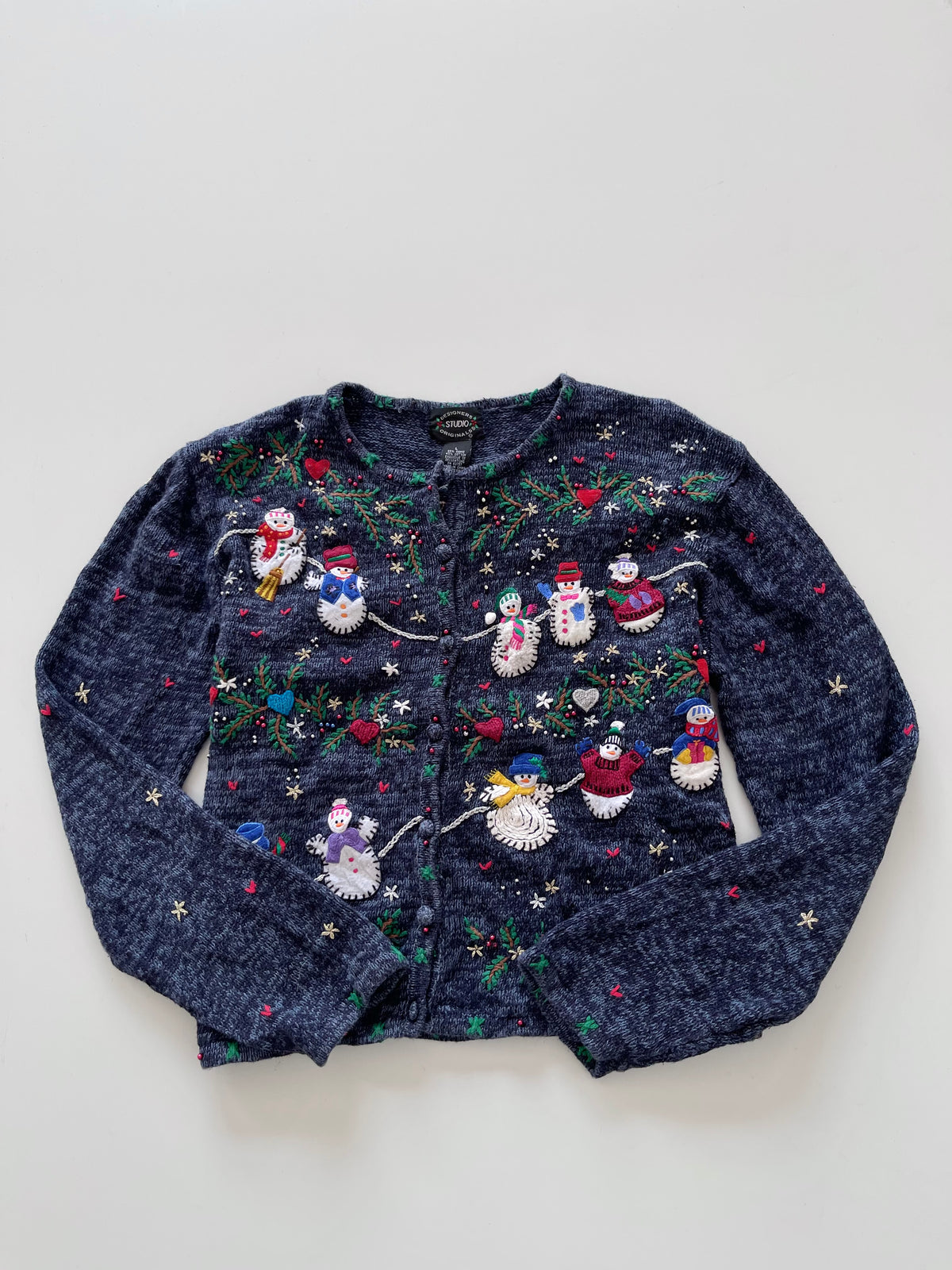 Studio Embroidered Christmas Cardigan Sweater-Bust 46