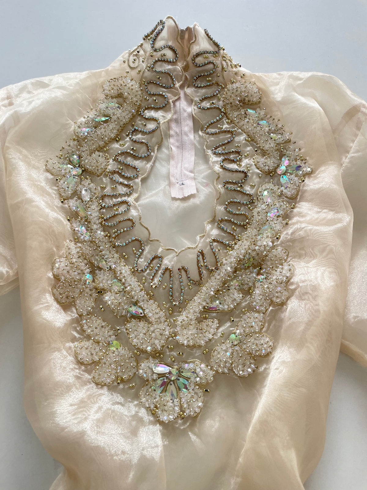 Heavily Embroidered Organza Sheer Vintage Top-Bust 42