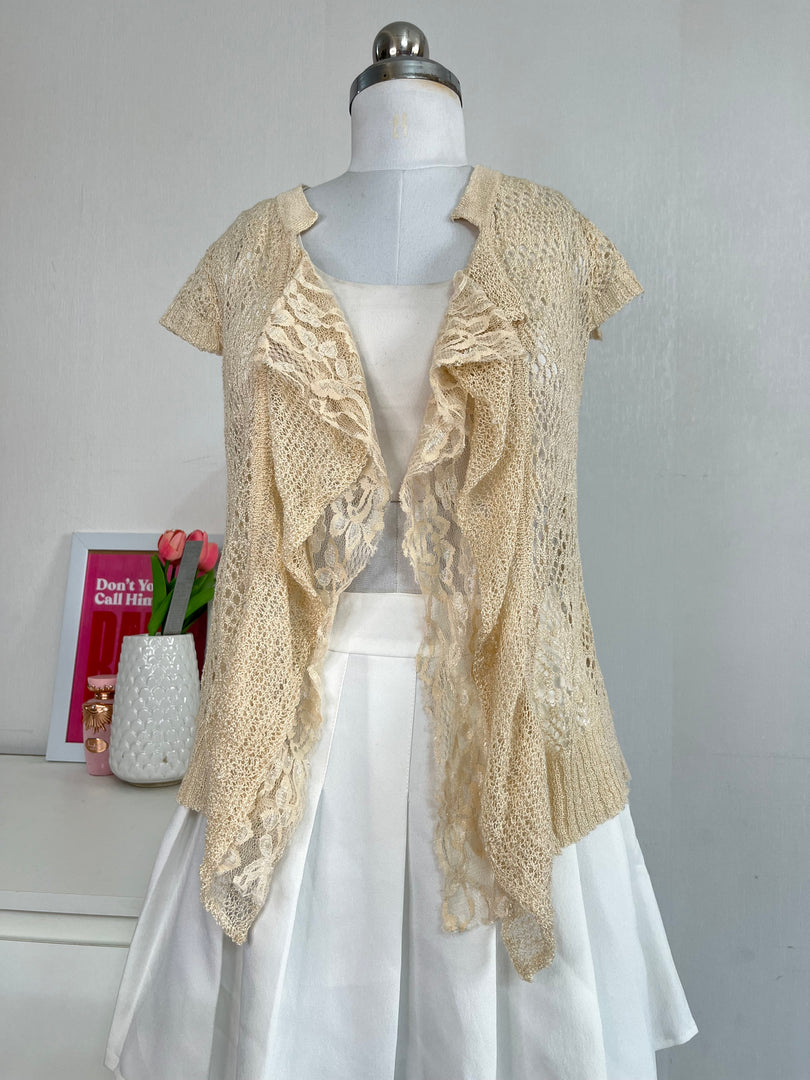 BISQUE LACE SHRUG - BUST 30 TO 34