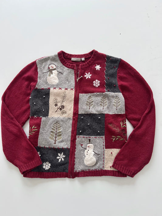 Croft&Barrow Embroidered Christmas Zipper Sweater-Bust 48
