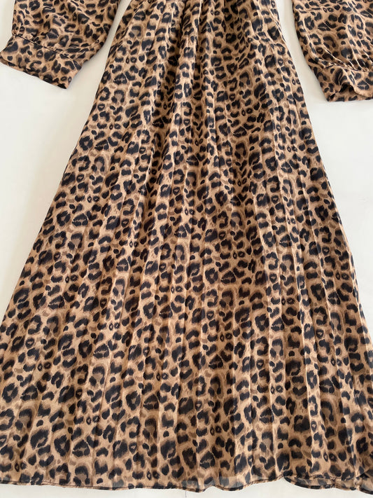 Animal Print Pleated Dress-Bust 36