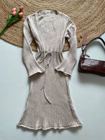 Load image into Gallery viewer, BEIGE KOREAN WINTER DRESS-BUST 34 to 42
