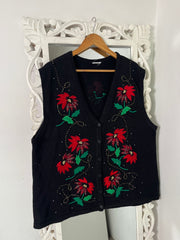 Vintage Embroidered Sweater Vest-Bust 50