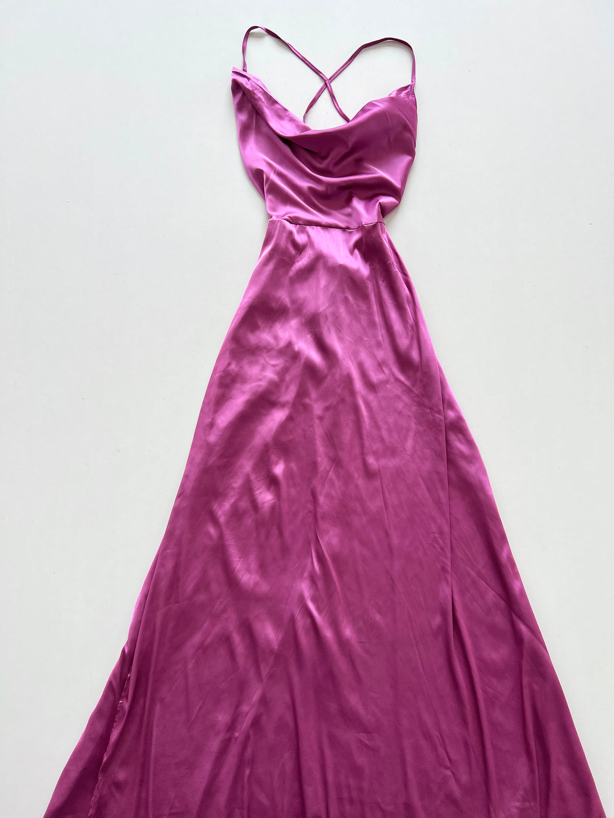 Vintage Cowl Neck Backless Satin Dress-Bust  34