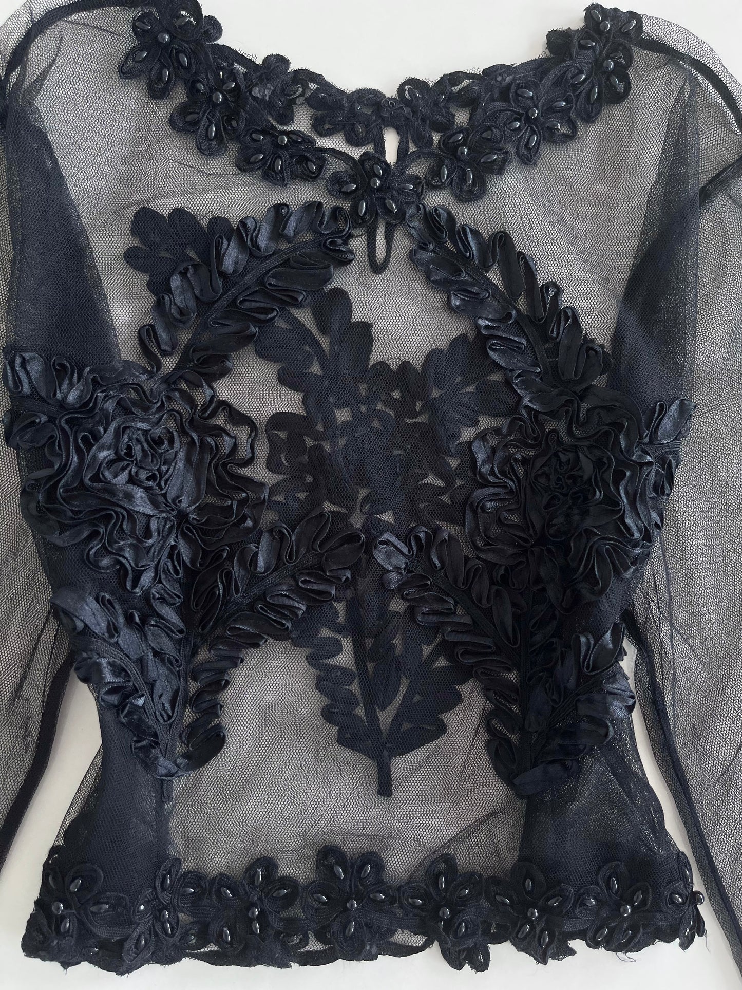 Sheer Embroidered Vintage Top-Bust 42