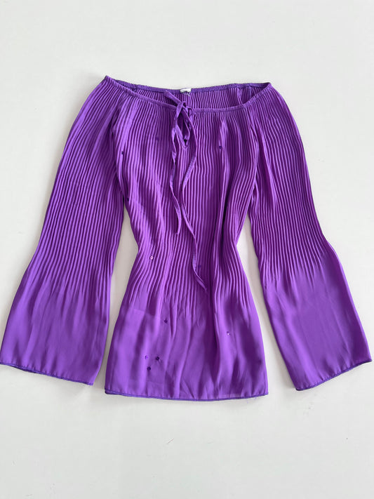 Purple Vintage Pleated Top-Bust 40