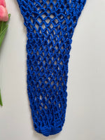 Load image into Gallery viewer, ELECTRIC BLUE CROCHET FISHNET BAG
