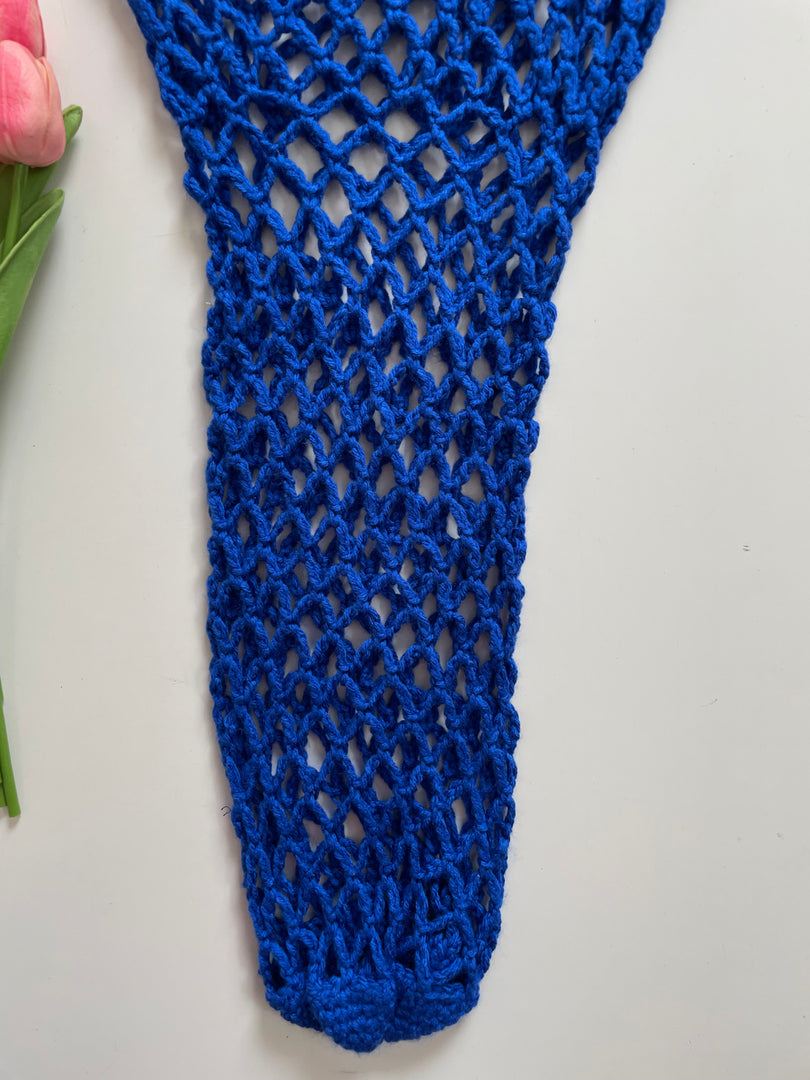 ELECTRIC BLUE CROCHET FISHNET BAG