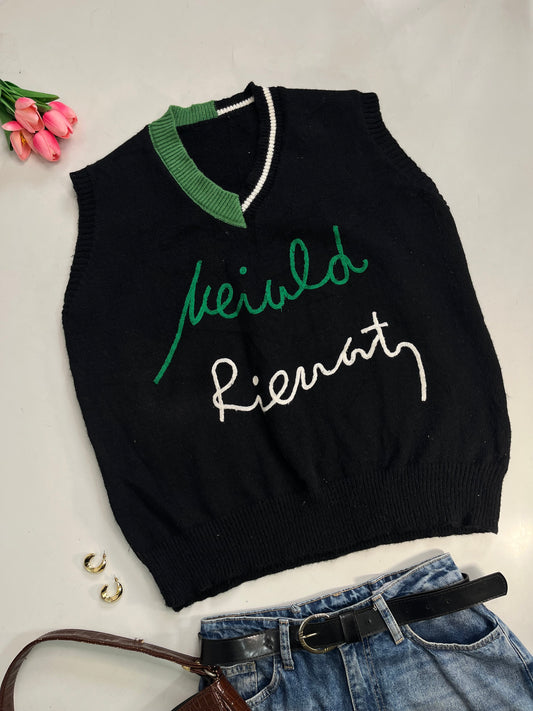 Embroidered Sweater Vest - Bust 46 to 50