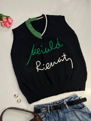 Embroidered Sweater Vest - Bust 46 to 50