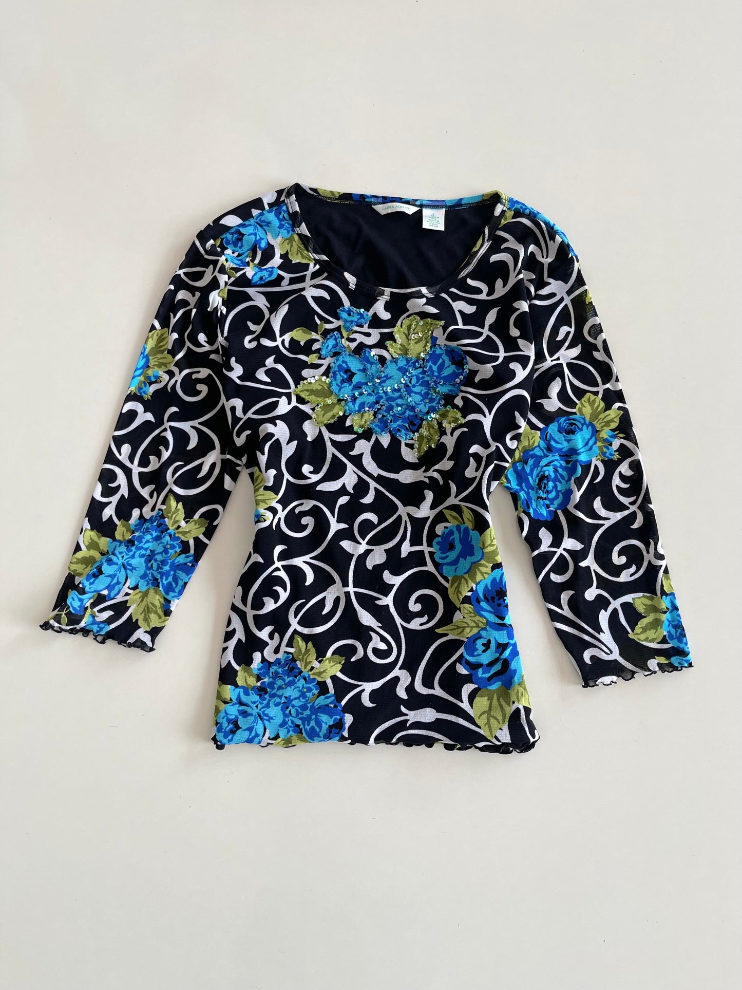 Laura Ashley Vintage Sequin Top-Bust  44 to 46