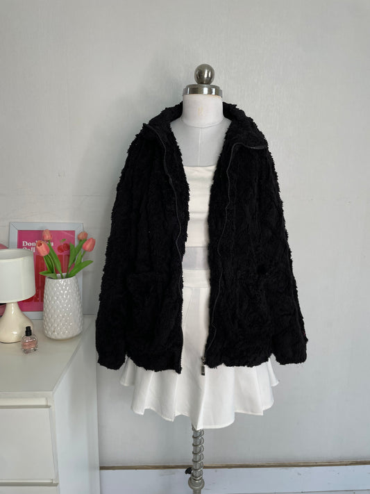 FASHION BLACK FUR COAT - BUST 44