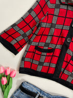 Load image into Gallery viewer, Cherry Red Plaid Soft Cardigan -Bust 34 to 36
