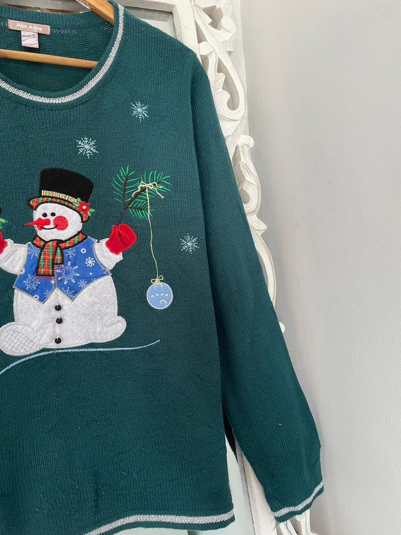 White Stag Embroidered Christmas Sweater-Bust 42