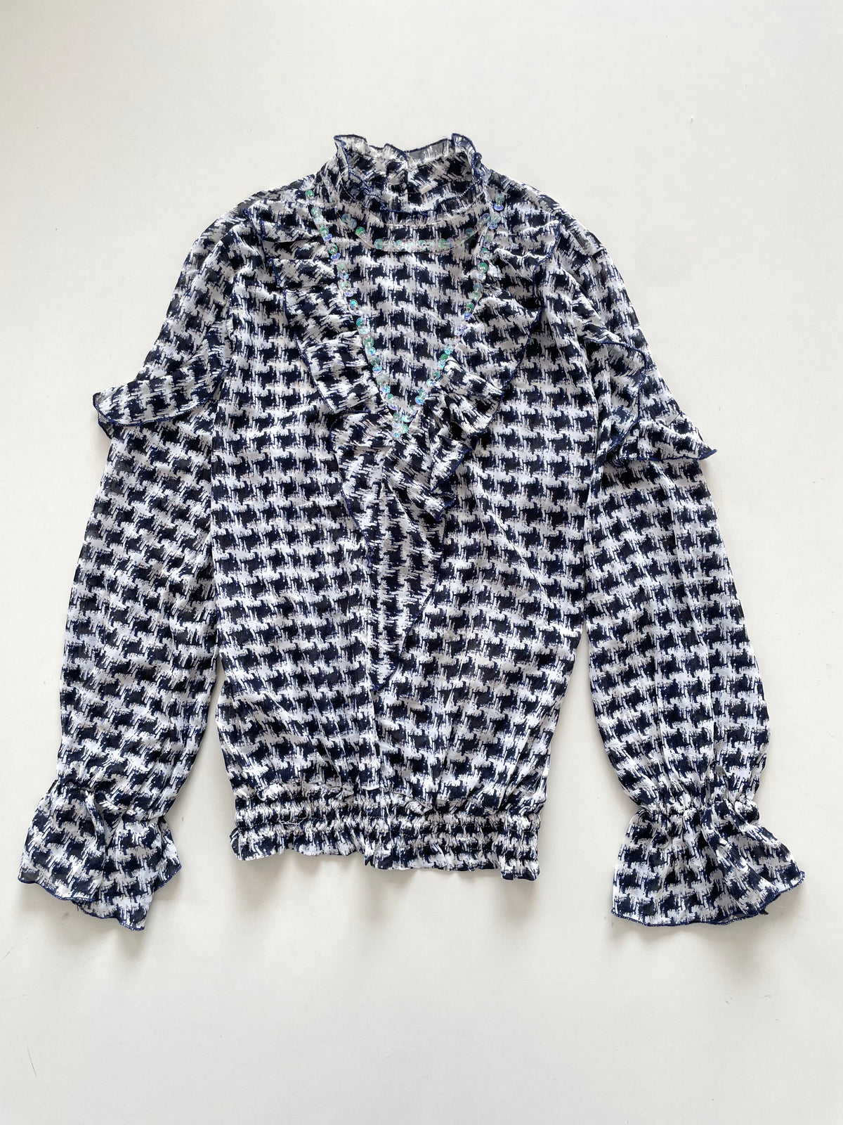 Houndstooth Sheer Vintage Top-Bust 40