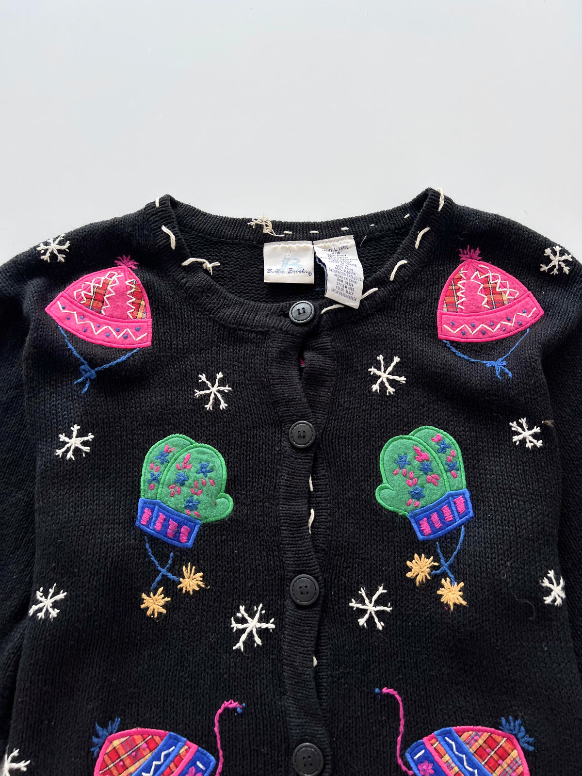 Bobbie Brooks Embroidered Christmas Cardigan Sweater-Bust 46