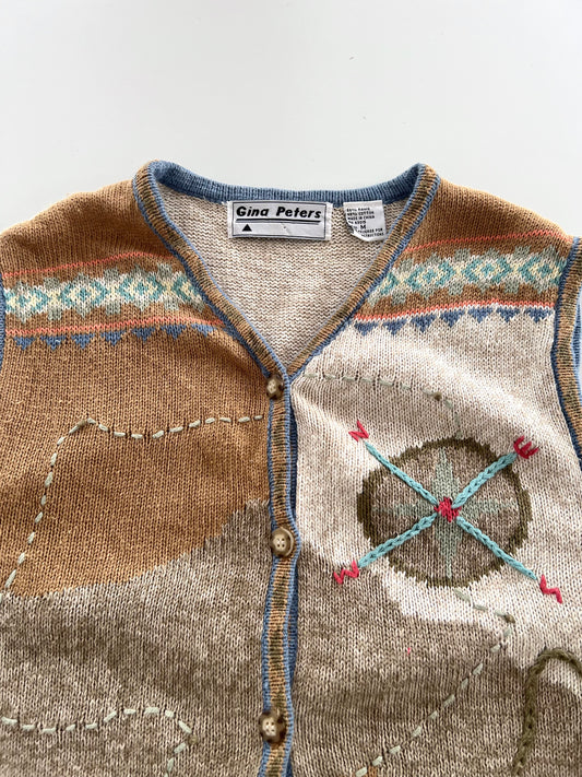 Gina Peters Embroidered Vest Sweater-Bust 42