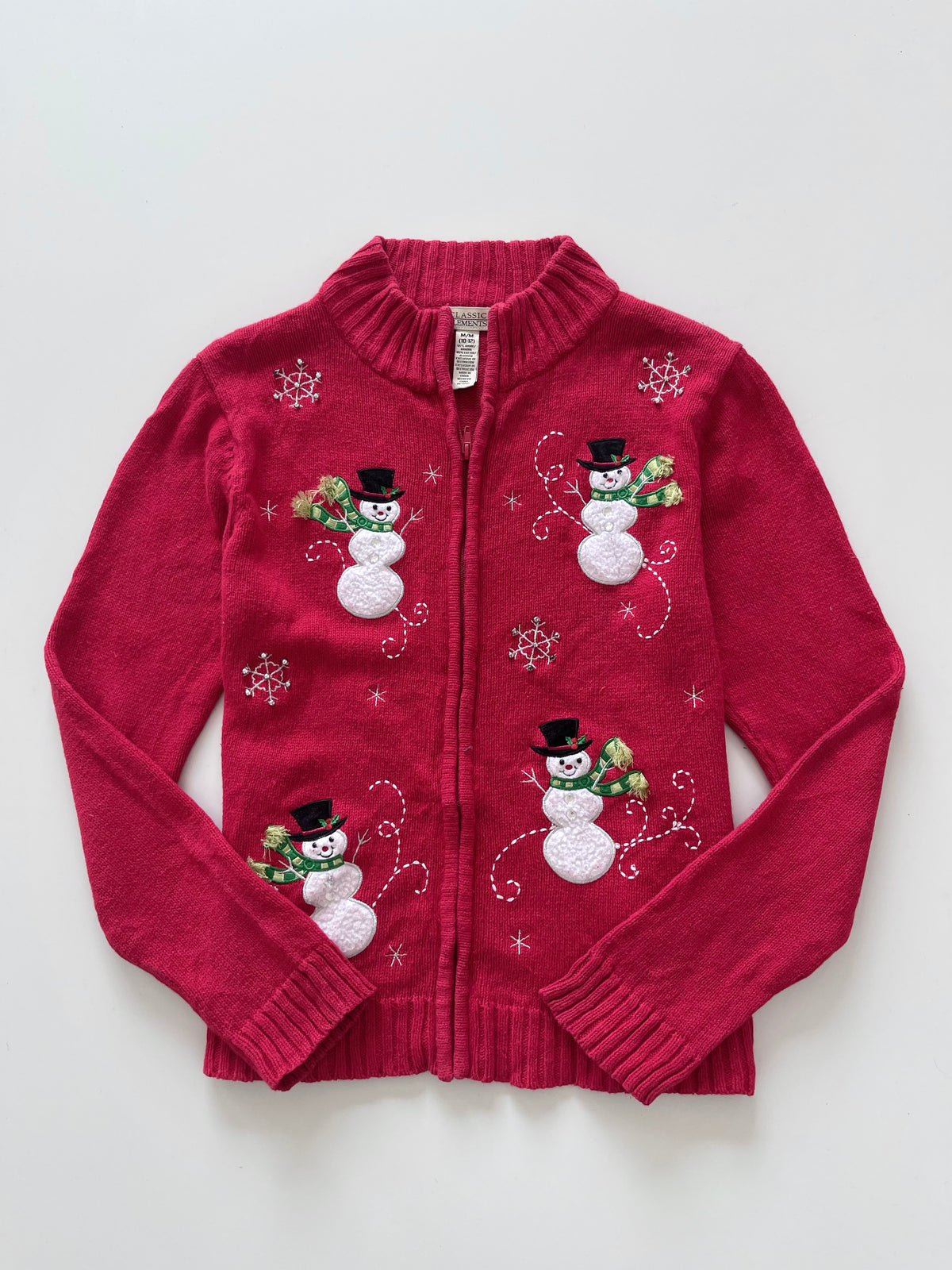 Classic Elements Embroidered Christmas Zipper Sweater-Bust 42