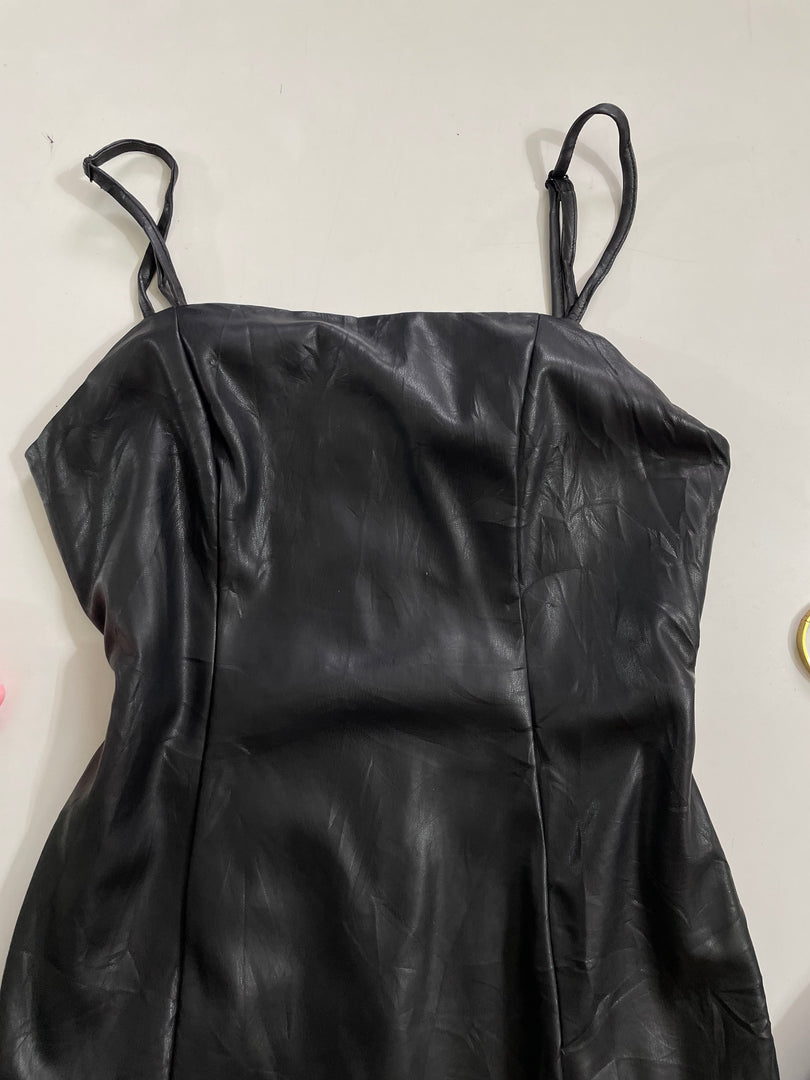 Black Faux Leather Dress - Bust 34